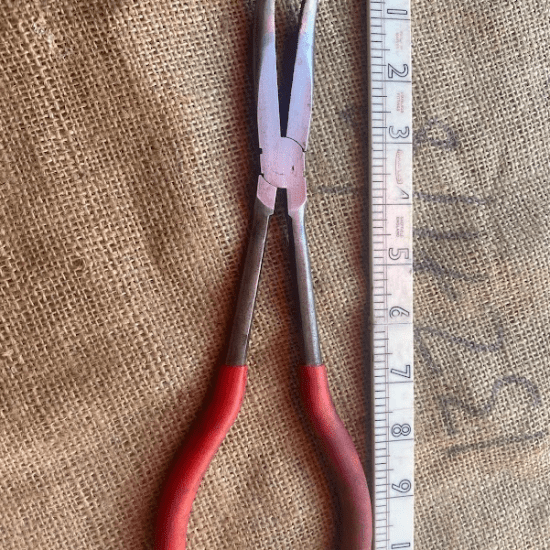 Long reach bent snipe nosed pliers