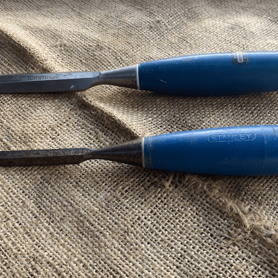2 x Vintage Stanley Blue Bevel Edged Chisels