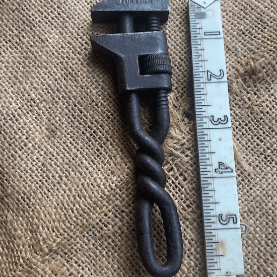 Small unusual F-Shaped wrench. Twisted handle