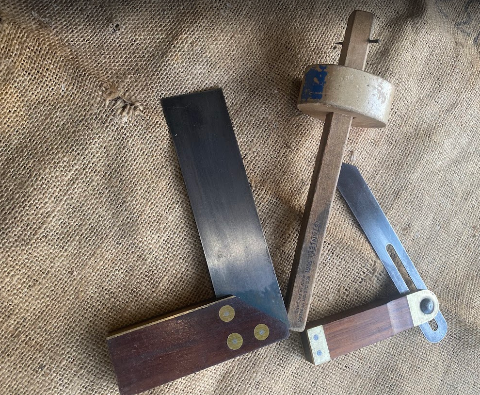 Vintage Curated Set: Tri-Square, Sliding Bevel and Marking Gauge - Image 2