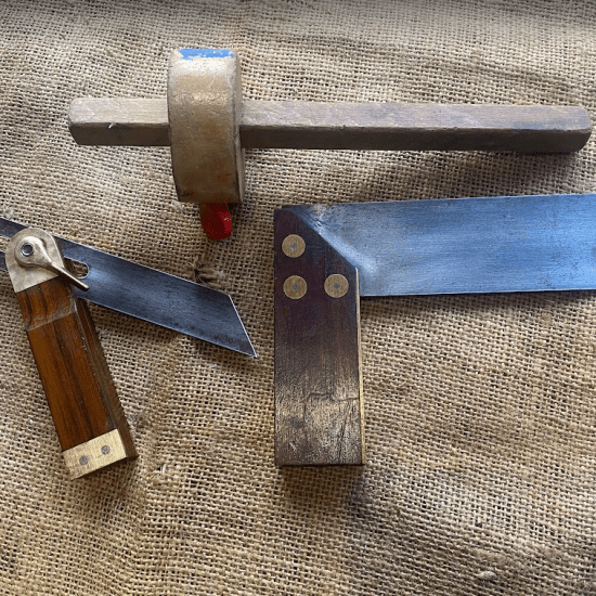 Vintage Curated Measuring/Marking Set, Square, sliding bevel and marking gauge