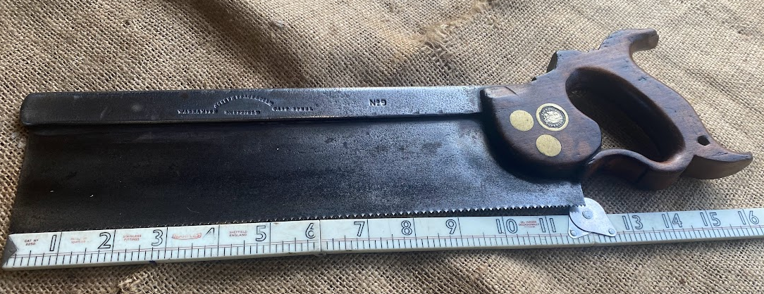 Vintage Joseph Peace & Co Ltd tenon saw. 12tpi C1890